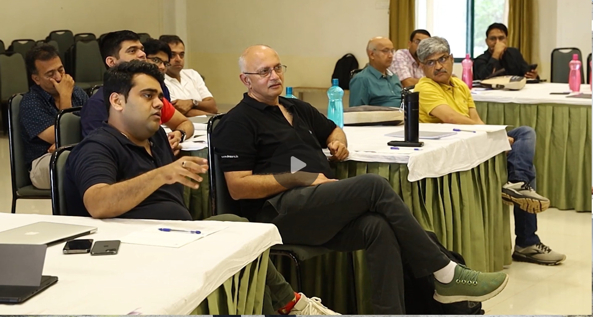 Group attending business meeting